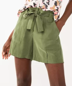 Women's Nine West High-Waisted Paperbag Utility Shorts -Nine West Sales 5562607 Infantry Olive