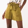Women's Nine West High-Waisted Paperbag Utility Shorts -Nine West Sales 5562607 Sergio Olive