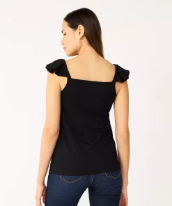 Women's Nine West Tiered Flutter Sleeveless Top -Nine West Sales 5562896 ALT