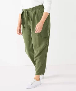 Plus Size Nine West High-Waisted Tapered Pants -Nine West Sales 5563608 Infantry Olive
