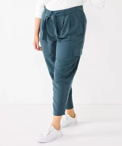Plus Size Nine West High-Waisted Tapered Pants -Nine West Sales 5563608 Storm Surge