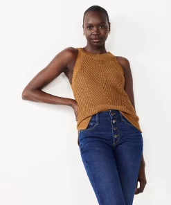 Women's Nine West High-Neck Cutaway Sweater Tank -Nine West Sales 5566564 Tamala Brown