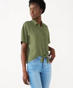 Women's Nine West Knot Front Dolman Sleeve Top -Nine West Sales 5568883 Infantry Olive