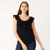 Petite Nine West Ruffle Neck Top 2 Petite Nine West Ruffle Neck Top -Nine West Sales 5570512 Black
