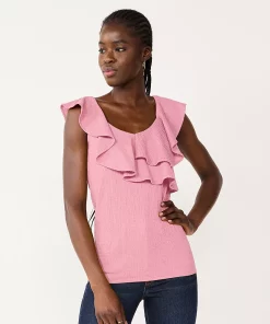 Petite Nine West Ruffle Neck Top -Nine West Sales 5570512 Lilac Necklace