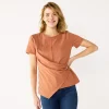 Women's Nine West Asymmetric Short Sleeve Crewneck Top -Nine West Sales 5570845 Mocha Frosting