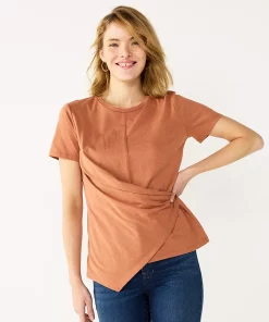 Women's Nine West Asymmetric Short Sleeve Crewneck Top