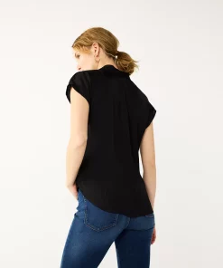 Women's Nine West Short Sleeve Easy Lapel Shirt -Nine West Sales 5577441 ALT