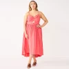 Plus Size Nine West Twist-Front High-Low Midi Dress -Nine West Sales 5578131 Sicily Tomato