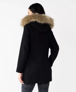 Women's Nine West Faux-Fur Hood Quilted Duffle Coat -Nine West Sales 5578770 ALT