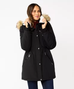 Women's Nine West Sherpa Trim Parka Coat 9 Women's Nine West Sherpa Trim Parka Coat -Nine West Sales 5578773 Black