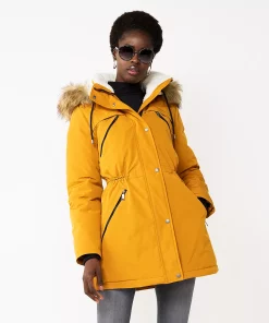 Nine West Sales 37 Women's Nine West Sherpa Trim Parka Coat