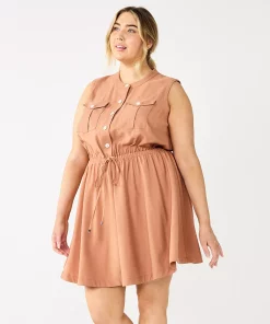 Plus Size Nine West Sleeveless Fit & Flare Utility Dress