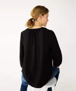 Women's Nine West Button Front Balloon Sleeve Tunic -Nine West Sales 5581079 ALT