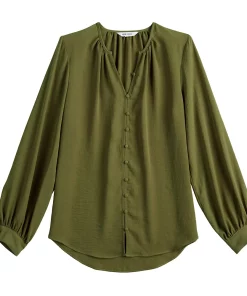 Women's Nine West Button Front Balloon Sleeve Tunic -Nine West Sales 5581079 ALT5