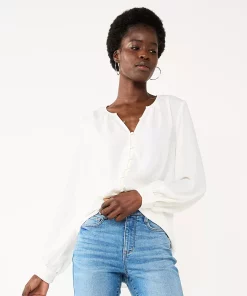 Women's Nine West Button Front Balloon Sleeve Tunic -Nine West Sales 5581079 Daisy Dew