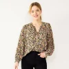 Women's Nine West Button Front Balloon Sleeve Tunic -Nine West Sales 5581079 Olive Floral