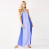 Women's Nine West Halter Neck Colorblock Maxi Dress -Nine West Sales 5581340 Clematis Blue Combo