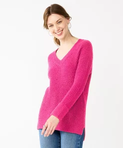 Women's Nine West Stitch Front V-Neck Sweater