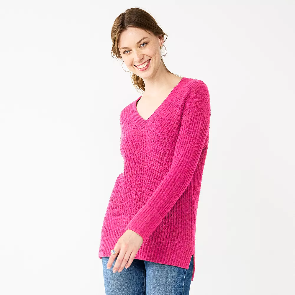 Women's Nine West Stitch Front V-Neck Sweater 3 Women's Nine West Stitch Front V-Neck Sweater