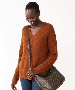 Women's Nine West Stitch Front V-Neck Sweater 18 Women's Nine West Stitch Front V-Neck Sweater -Nine West Sales 5585833 Baked Nutmeg