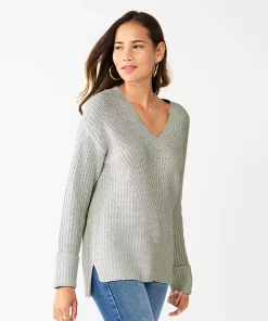 Women's Nine West Stitch Front V-Neck Sweater 21 Women's Nine West Stitch Front V-Neck Sweater -Nine West Sales 5585833 Grey Fox Heather