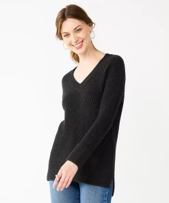 Women's Nine West Stitch Front V-Neck Sweater 17 Women's Nine West Stitch Front V-Neck Sweater -Nine West Sales 5585833 Mineral Black