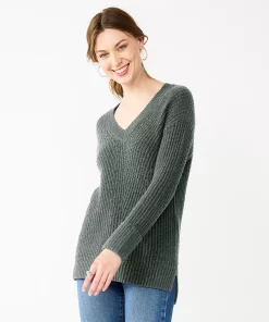 Women's Nine West Stitch Front V-Neck Sweater 16 Women's Nine West Stitch Front V-Neck Sweater -Nine West Sales 5585833 Signature Green