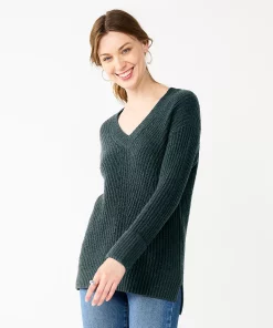 Women's Nine West Stitch Front V-Neck Sweater 20 Women's Nine West Stitch Front V-Neck Sweater -Nine West Sales 5585833 Storm Surge