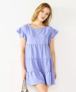 Women's Nine West Tiered Dolman-Sleeve Babydoll Dress -Nine West Sales 5613649 Kelly Lavendar