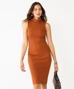Women's Nine West Turtleneck Bodycon Dress -Nine West Sales 5662329 Baked Nutmeg