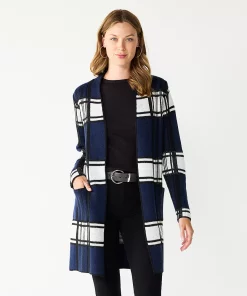 Women's Nine West Jacquard Long Cardigan 32 Women's Nine West Jacquard Long Cardigan -Nine West Sales 5692188 Blue Plaid