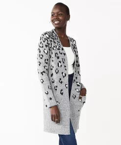 Women's Nine West Jacquard Long Cardigan 31 Women's Nine West Jacquard Long Cardigan -Nine West Sales 5692188 Grey Cheetah