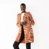 Women's Nine West Jacquard Long Cardigan -Nine West Sales 5692188 Orange Zebra