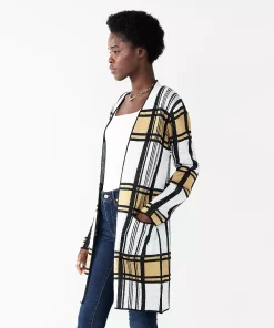 Women's Nine West Jacquard Long Cardigan 30 Women's Nine West Jacquard Long Cardigan -Nine West Sales 5692188 Tan Plaid