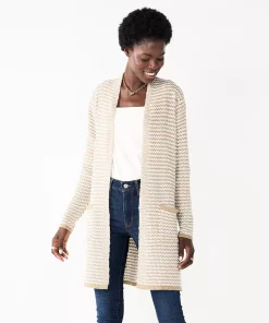 Women's Nine West Jacquard Long Cardigan 28 Women's Nine West Jacquard Long Cardigan -Nine West Sales 5692188 Tan Stripe