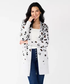 Women's Nine West Jacquard Long Cardigan 26 Women's Nine West Jacquard Long Cardigan -Nine West Sales 5692188 White Cheetah