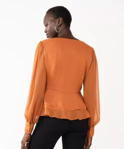 Women's Nine West Long Sleeve V-Neck Button Front Blouse 18 Women's Nine West Long Sleeve V-Neck Button Front Blouse -Nine West Sales 5692662 ALT