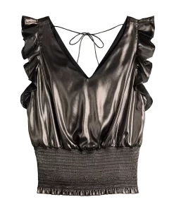 Women's Nine West Sleeveless Ruffle Smocked Hem Top -Nine West Sales 5697194 ALT5