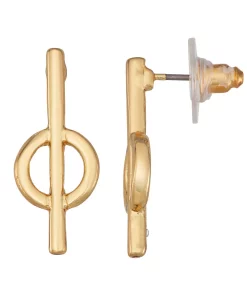 Nine West Gold Tone Linear Drop Post Earrings