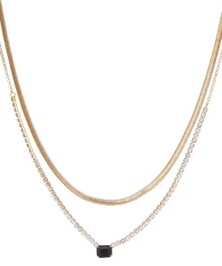 Nine West Two Layer Octagon Gem Necklace