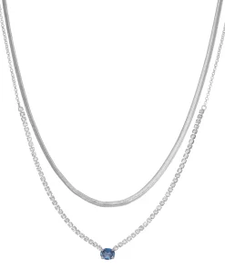 Nine West Two Layer Oval Gem Simulated Crystal Necklace