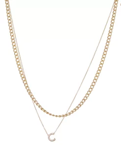 Nine West Multi-Row Initial "C" Pendant Necklace