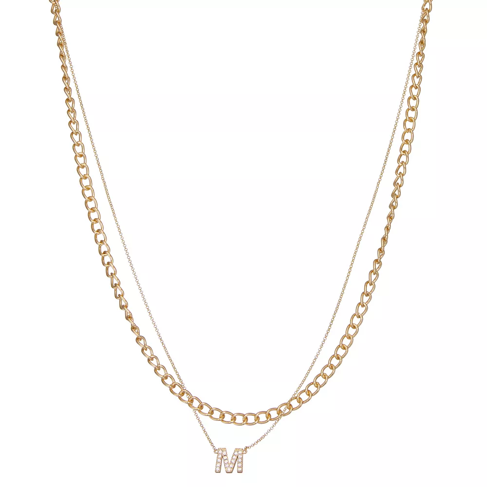 Nine West Multi-Row Initial "M" Pendant Necklace 3 Nine West Multi-Row Initial "M" Pendant Necklace