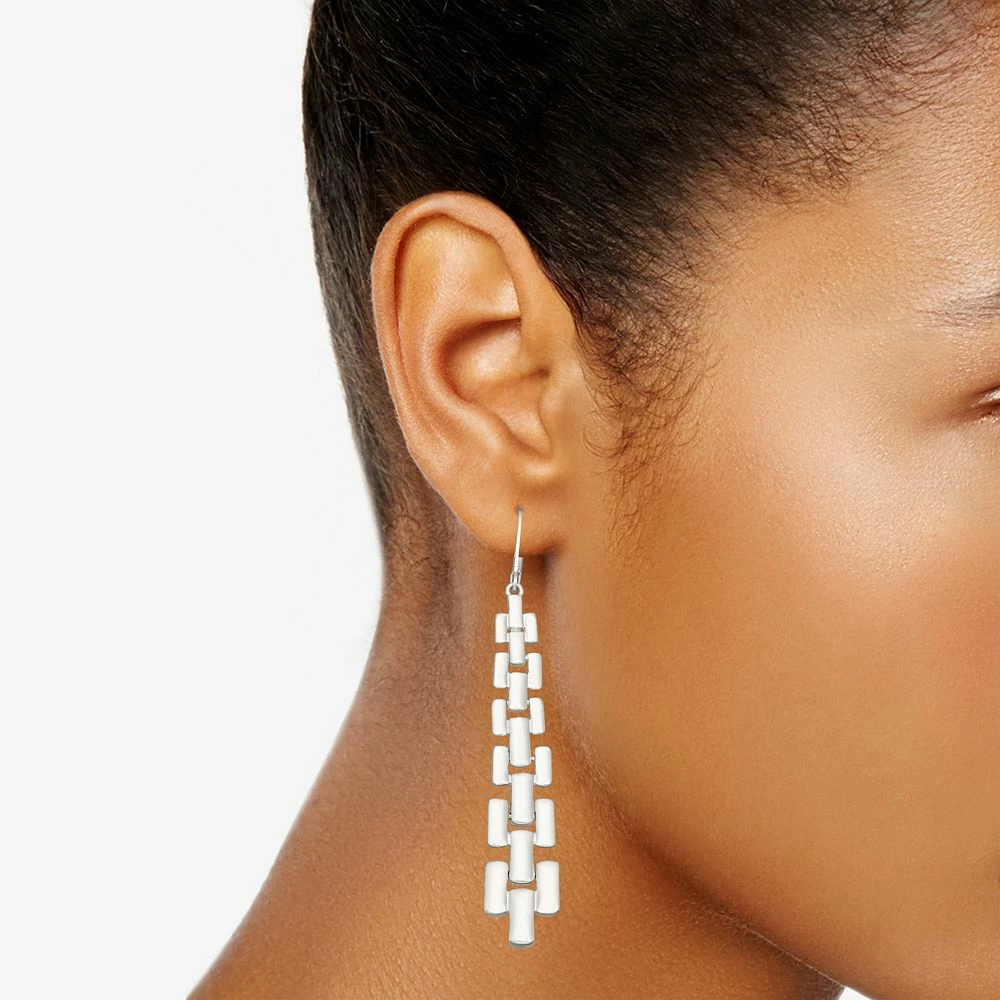 Women's Nine West Silver Tone Chain Drop Earrings 4 Women's Nine West Silver Tone Chain Drop Earrings - Image 2