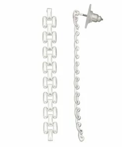 Women's Nine West Silver Tone Metal Linear Post Earrings