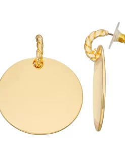 Nine West Gold Tone Disc Post Hoop Earrings