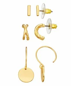 Nine West Gold Tone Twisted Earrings Set