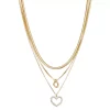 Nine West Gold Tone 3 Row Heart Necklace