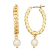 Nine West Gold Tone Simulated Pearl Link Chain Hoop Earrings -Nine West Sales 5807421